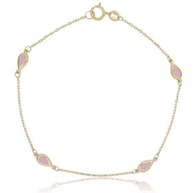 Sárga arany rózsaszín csepp köves karkötő